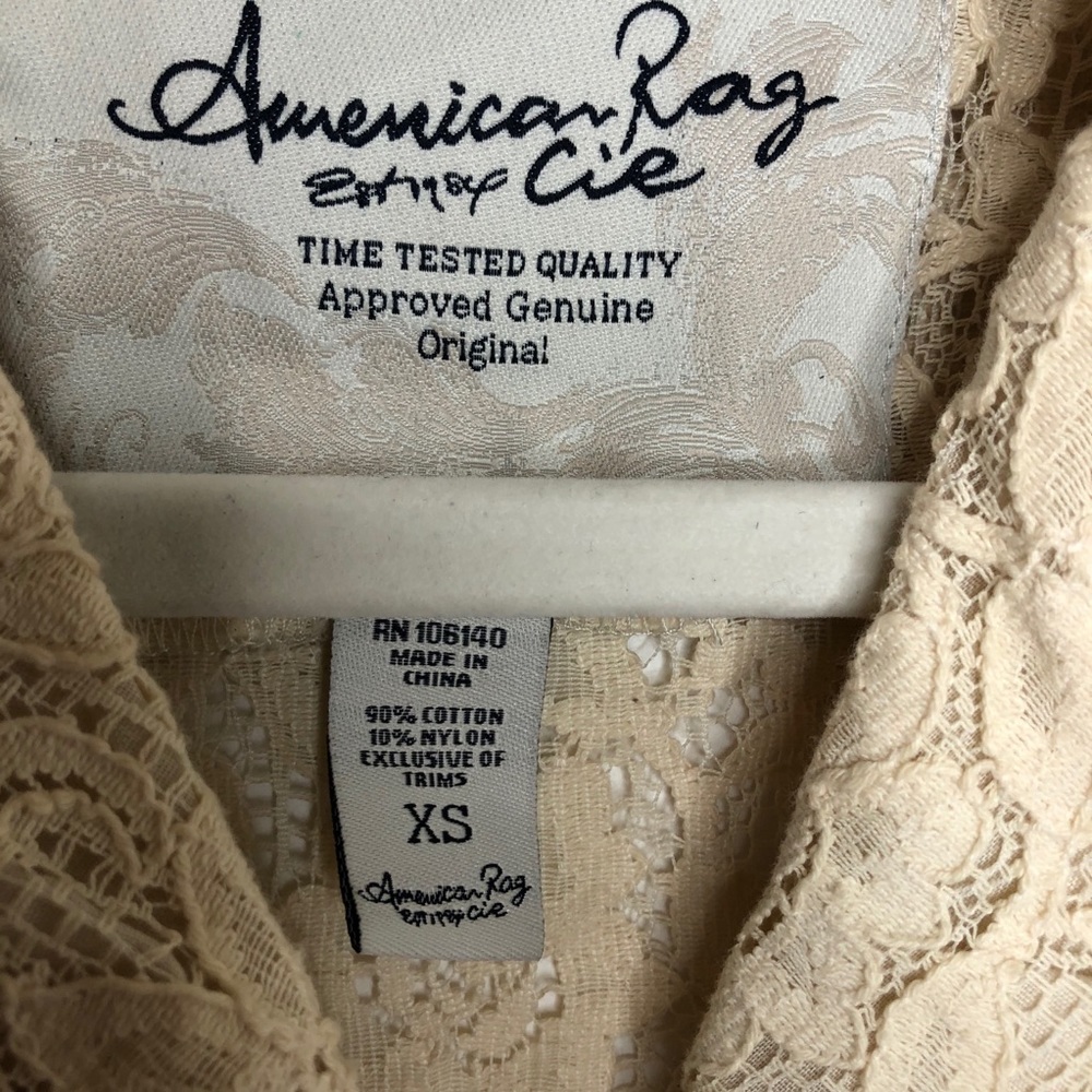 American Rag cream lace moto cropped jacket - Picture 2 of 7